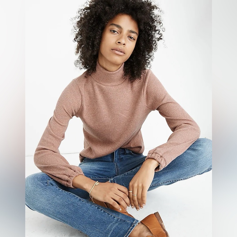 Madewell Heathered Bubble-Sleeve Swing Turtleneck Size XXS